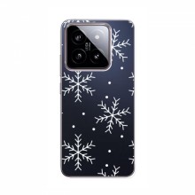 Зимние Чехлы для Xiaomi 14 - прозрачный фон Белые снежинки - купить на Floy.com.ua
