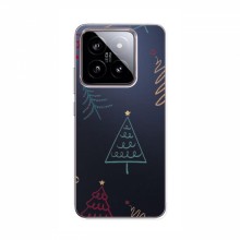 Зимние Чехлы для Xiaomi 14 - прозрачный фон Рождественские елки - купить на Floy.com.ua