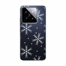 Зимние Чехлы для Xiaomi 14 Pro - прозрачный фон Белые снежинки - купить на Floy.com.ua