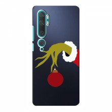 Зимние Чехлы для Xiaomi Mi 10 - прозрачный фон Гринч с игрушкой - купить на Floy.com.ua
