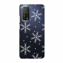 Зимние Чехлы для Xiaomi Mi 10T - прозрачный фон Белые снежинки - купить на Floy.com.ua
