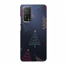 Зимние Чехлы для Xiaomi Mi 10T - прозрачный фон Рождественские елки - купить на Floy.com.ua
