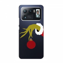 Зимние Чехлы для Xiaomi Mi 11 Ultra - прозрачный фон Гринч с игрушкой - купить на Floy.com.ua