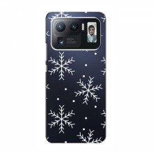 Зимние Чехлы для Xiaomi Mi 11 Ultra - прозрачный фон Белые снежинки - купить на Floy.com.ua