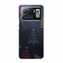 Зимние Чехлы для Xiaomi Mi 11 Ultra - прозрачный фон Рождественские елки - купить на Floy.com.ua