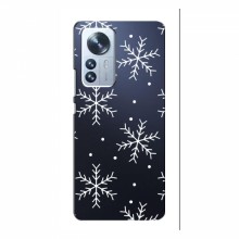 Зимние Чехлы для Xiaomi 12 Lite - прозрачный фон Белые снежинки - купить на Floy.com.ua
