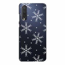Зимние Чехлы для Xiaomi Mi 9 Lite - прозрачный фон Белые снежинки - купить на Floy.com.ua