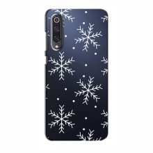 Зимние Чехлы для Xiaomi Mi 9 SE - прозрачный фон Белые снежинки - купить на Floy.com.ua