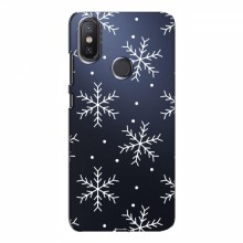 Зимние Чехлы для Xiaomi Mi A2 Lite - прозрачный фон Белые снежинки - купить на Floy.com.ua