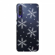 Зимние Чехлы для Xiaomi Mi A3 - прозрачный фон Белые снежинки - купить на Floy.com.ua