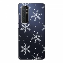 Зимние Чехлы для Xiaomi Mi Note 10 Lite - прозрачный фон Белые снежинки - купить на Floy.com.ua