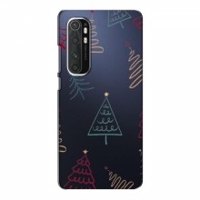 Зимние Чехлы для Xiaomi Mi Note 10 Lite - прозрачный фон Рождественские елки - купить на Floy.com.ua
