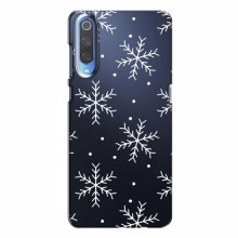 Зимние Чехлы для Xiaomi Mi 9 - прозрачный фон Белые снежинки - купить на Floy.com.ua