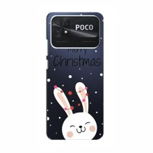 Зимние Чехлы для Xiaomi POCO C40 - прозрачный фон Рождественский заяц - купить на Floy.com.ua