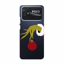 Зимние Чехлы для Xiaomi POCO C40 - прозрачный фон Гринч с игрушкой - купить на Floy.com.ua
