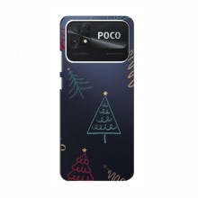 Зимние Чехлы для Xiaomi POCO C40 - прозрачный фон Рождественские елки - купить на Floy.com.ua