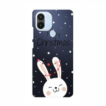 Зимние Чехлы для Xiaomi POCO C50 - прозрачный фон Рождественский заяц - купить на Floy.com.ua