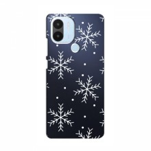 Зимние Чехлы для Xiaomi POCO C50 - прозрачный фон Белые снежинки - купить на Floy.com.ua