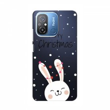Зимние Чехлы для Xiaomi POCO C55 - прозрачный фон Рождественский заяц - купить на Floy.com.ua