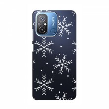 Зимние Чехлы для Xiaomi POCO C55 - прозрачный фон Белые снежинки - купить на Floy.com.ua