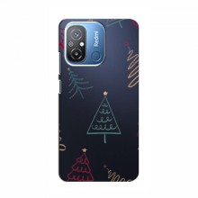 Зимние Чехлы для Xiaomi POCO C55 - прозрачный фон Рождественские елки - купить на Floy.com.ua