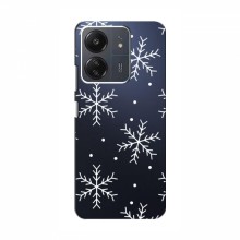 Зимние Чехлы для Xiaomi POCO C65 - прозрачный фон Белые снежинки - купить на Floy.com.ua