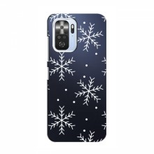 Зимние Чехлы для Xiaomi POCO F3 - прозрачный фон Белые снежинки - купить на Floy.com.ua