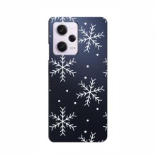 Зимние Чехлы для Xiaomi POCO X5 (5G) - прозрачный фон Белые снежинки - купить на Floy.com.ua