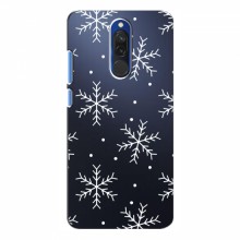Зимние Чехлы для Xiaomi Redmi 8 - прозрачный фон Белые снежинки - купить на Floy.com.ua
