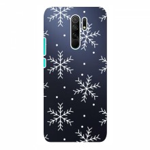 Зимние Чехлы для Xiaomi Redmi 9 - прозрачный фон Белые снежинки - купить на Floy.com.ua