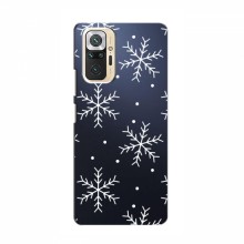 Зимние Чехлы для Xiaomi Redmi Note 10 5G - прозрачный фон Белые снежинки - купить на Floy.com.ua