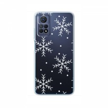 Зимние Чехлы для Xiaomi Redmi Note 12 Pro (4G) - прозрачный фон Белые снежинки - купить на Floy.com.ua
