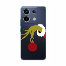 Зимние Чехлы для Xiaomi Redmi Note 13 (4G) - прозрачный фон Гринч с игрушкой - купить на Floy.com.ua