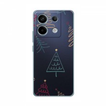 Зимние Чехлы для Xiaomi Redmi Note 13 (4G) - прозрачный фон Рождественские елки - купить на Floy.com.ua