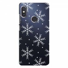 Зимние Чехлы для Xiaomi Redmi Note 5 Pro - прозрачный фон Белые снежинки - купить на Floy.com.ua