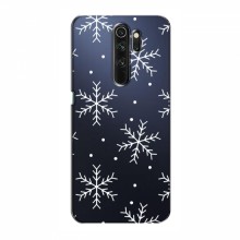 Зимние Чехлы для Xiaomi Redmi Note 8 Pro - прозрачный фон Белые снежинки - купить на Floy.com.ua