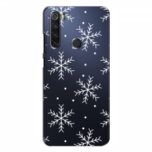 Зимние Чехлы для Xiaomi Redmi Note 8T - прозрачный фон Белые снежинки - купить на Floy.com.ua