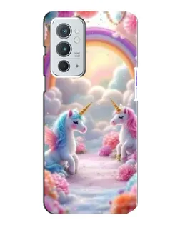 Чехол для OnePlus 9RT с картинкой «Радуга и единороги»