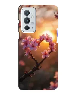 Чехол для OnePlus 9RT с картинкой «Розовый цвет сердце на фоне заката»