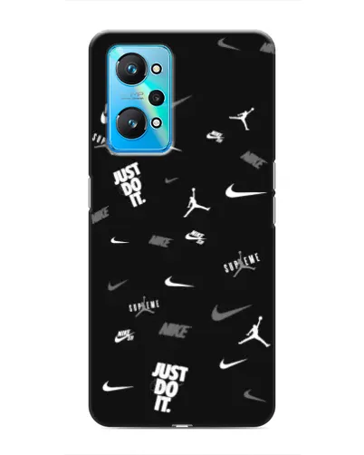 Чехол для Realme GT Neo 2 с картинкой «Nike Black Pattern»