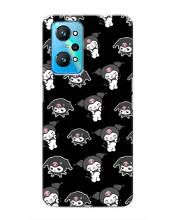 Чехол для Realme GT Neo 2 с картинкой «Черный паттерн Kuromi»