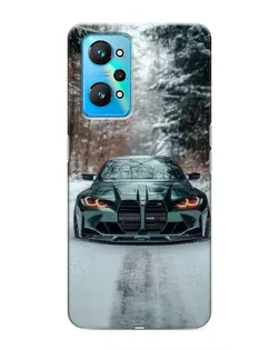 Чехол для Realme GT Neo 2 с картинкой «BMW в зимнем лесу»