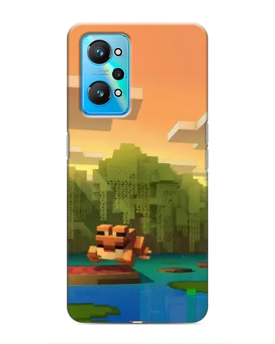 Чехол для Realme GT Neo 2 с картинкой «Майнкрафт закат солнца»