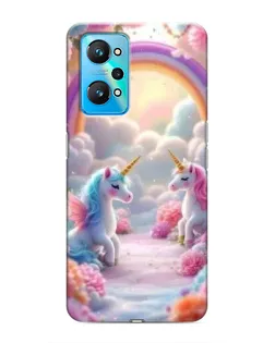 Чехол для Realme GT Neo 2 с картинкой «Радуга и единороги»