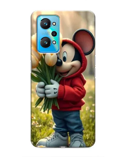 Чехол для Realme GT Neo 2 с картинкой «Микки с тюльпанами»