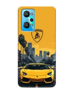 Чехол для Realme GT Neo 2 с картинкой «Желтый Lamborghini город»
