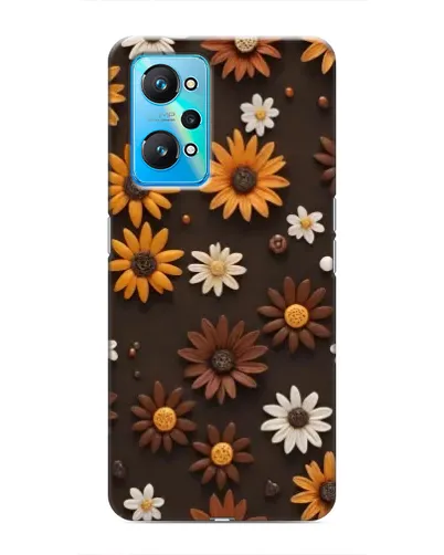 Чехол для Realme GT Neo 2 с картинкой «Узор из маленьких подсолнухов»