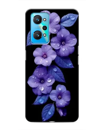 Чехол для Realme GT Neo 2 с картинкой «Фиолетовые цветы с росою»