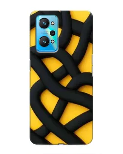 Чехол для Realme GT Neo 2 с картинкой «Черное желтое переплетение»