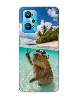 Чехол для Realme GT Neo 2 с картинкой «Капибара на море»